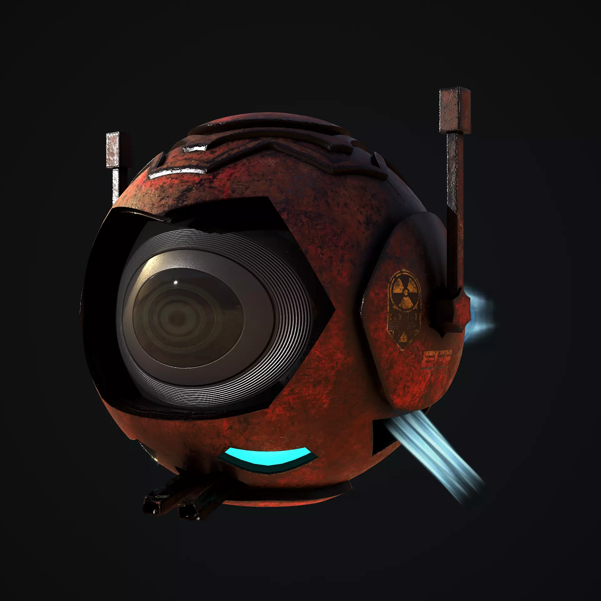 Sci-Fi Drone - Red Demon Low-poly 3D model_0