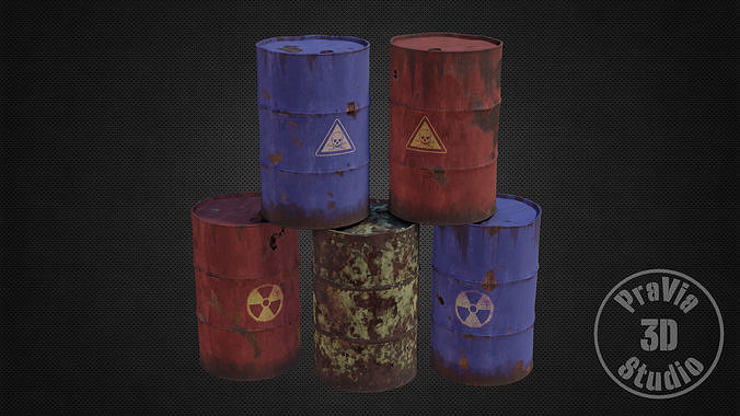 Metal Barrel Collection Low-poly 3D model