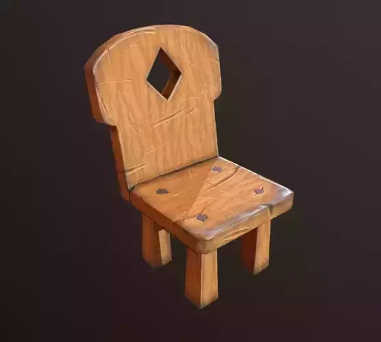 Wooden Chair Low-poly 3D model