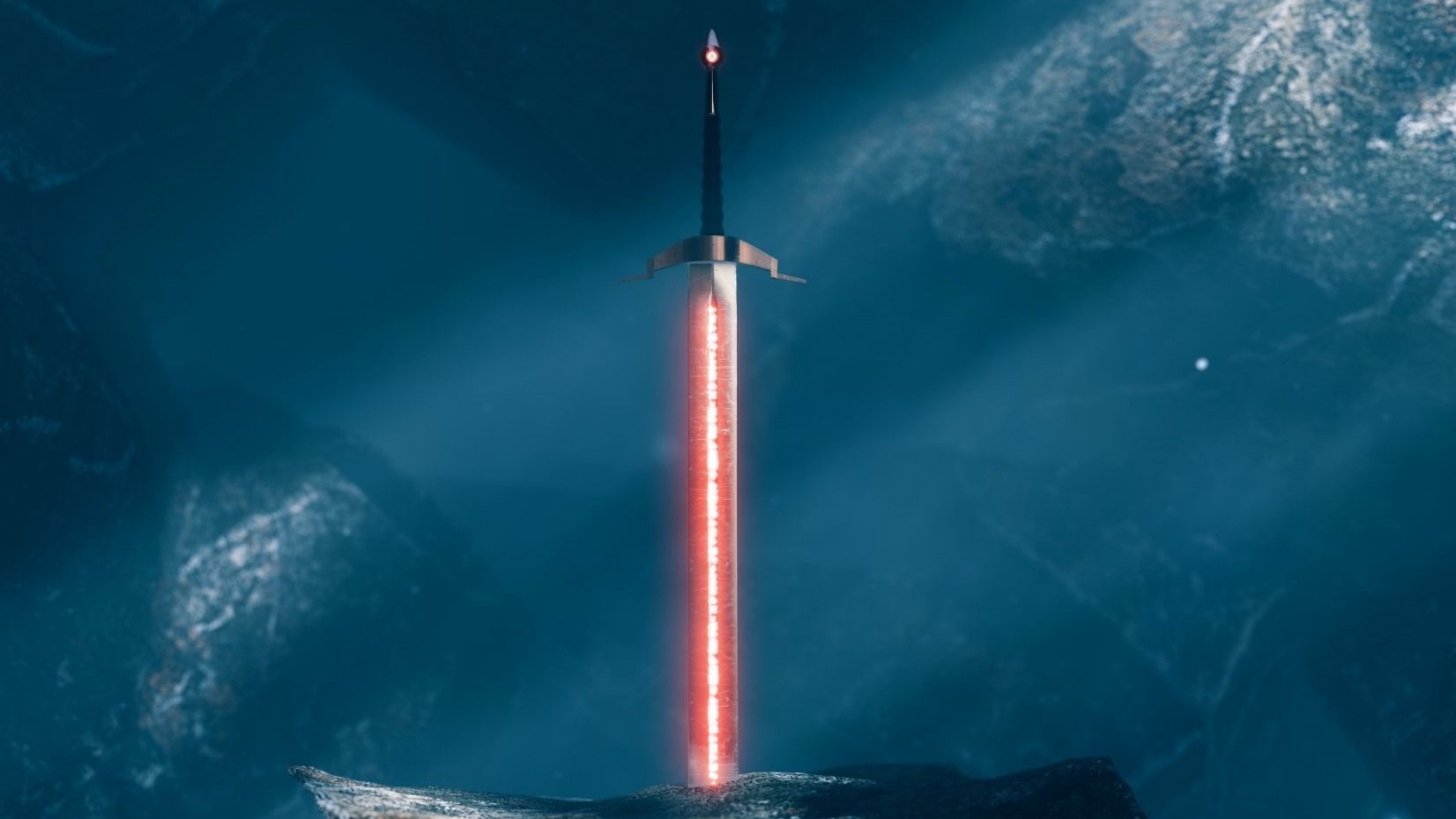 Sword in middle of rock 3D model_2