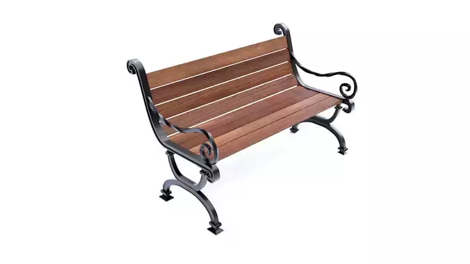 Bench wrought iron with wooden seat