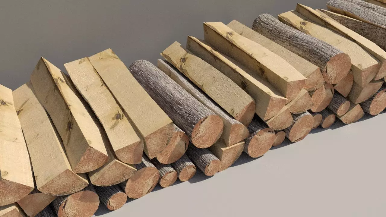 firewood logs stacked 3D model_0