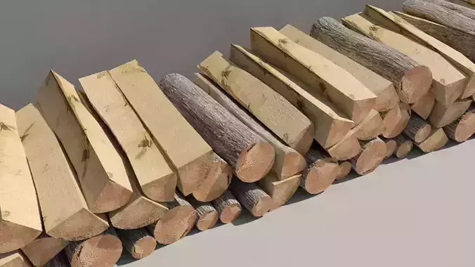 firewood logs stacked 3D model