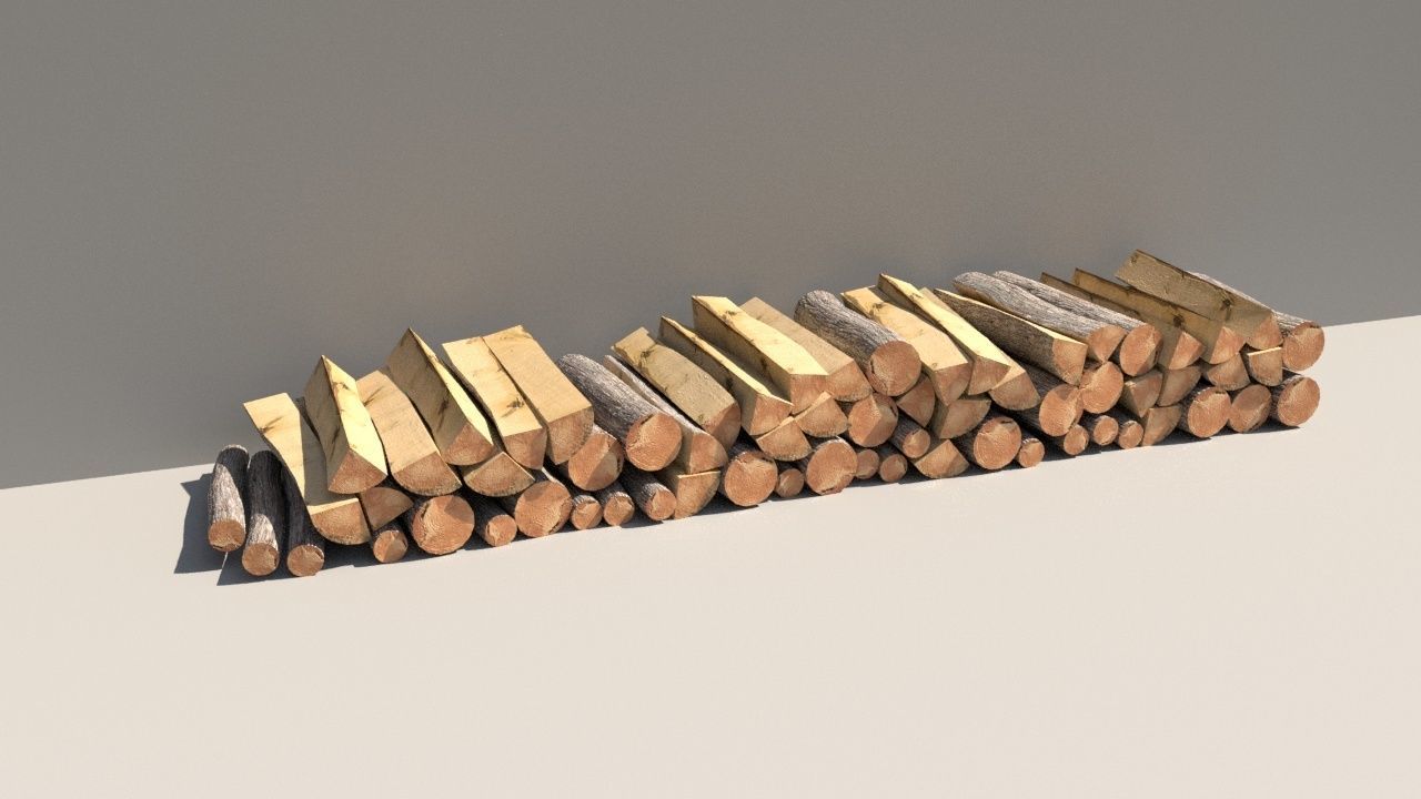firewood logs stacked 3D model_5