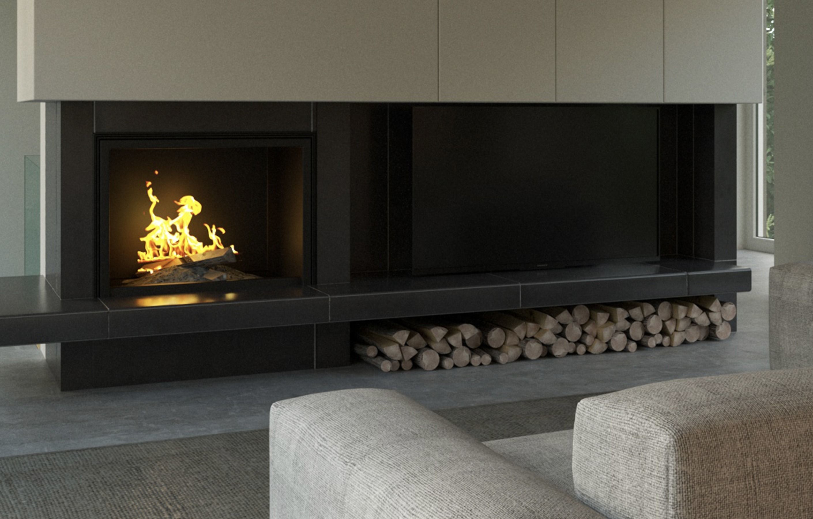 firewood logs stacked 3D model_1