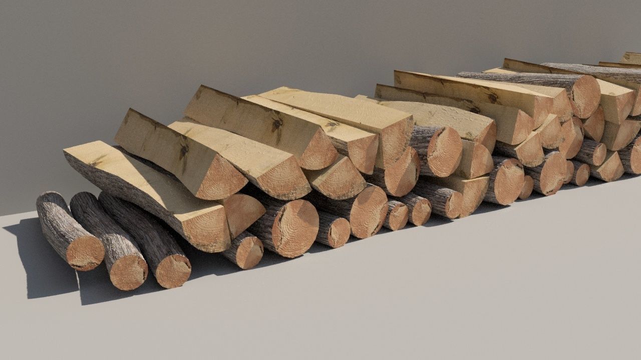 firewood logs stacked 3D model_4