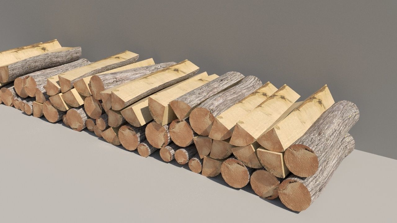 firewood logs stacked 3D model_2