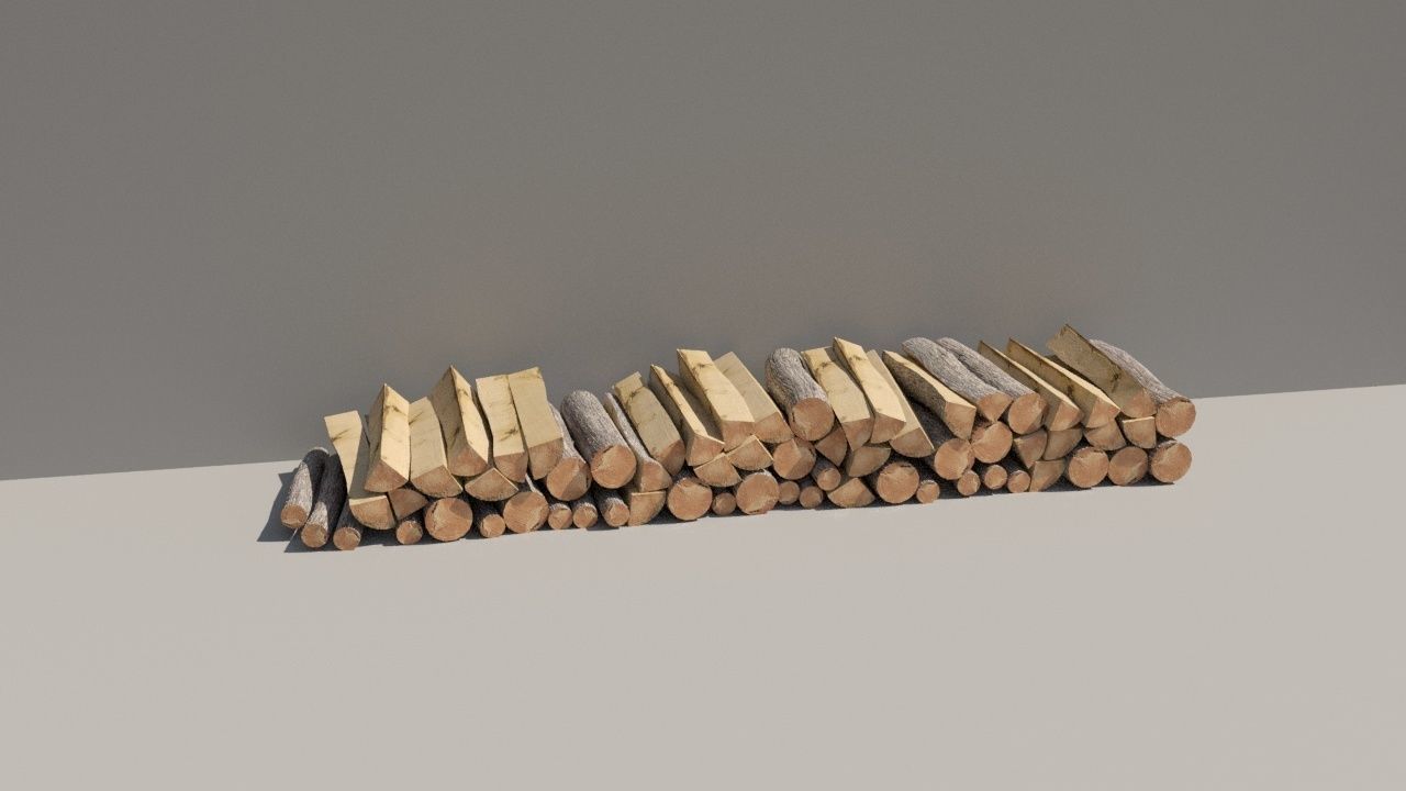 firewood logs stacked 3D model_6
