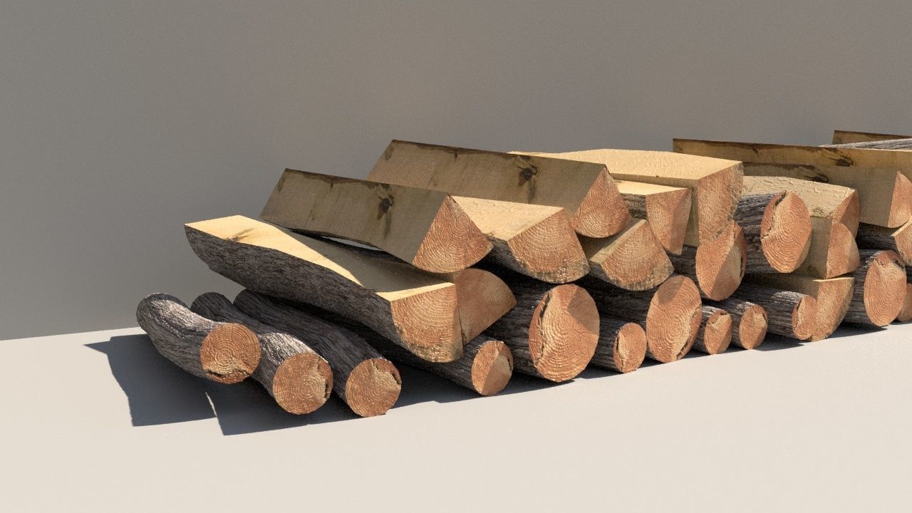 firewood logs stacked 3D model_3