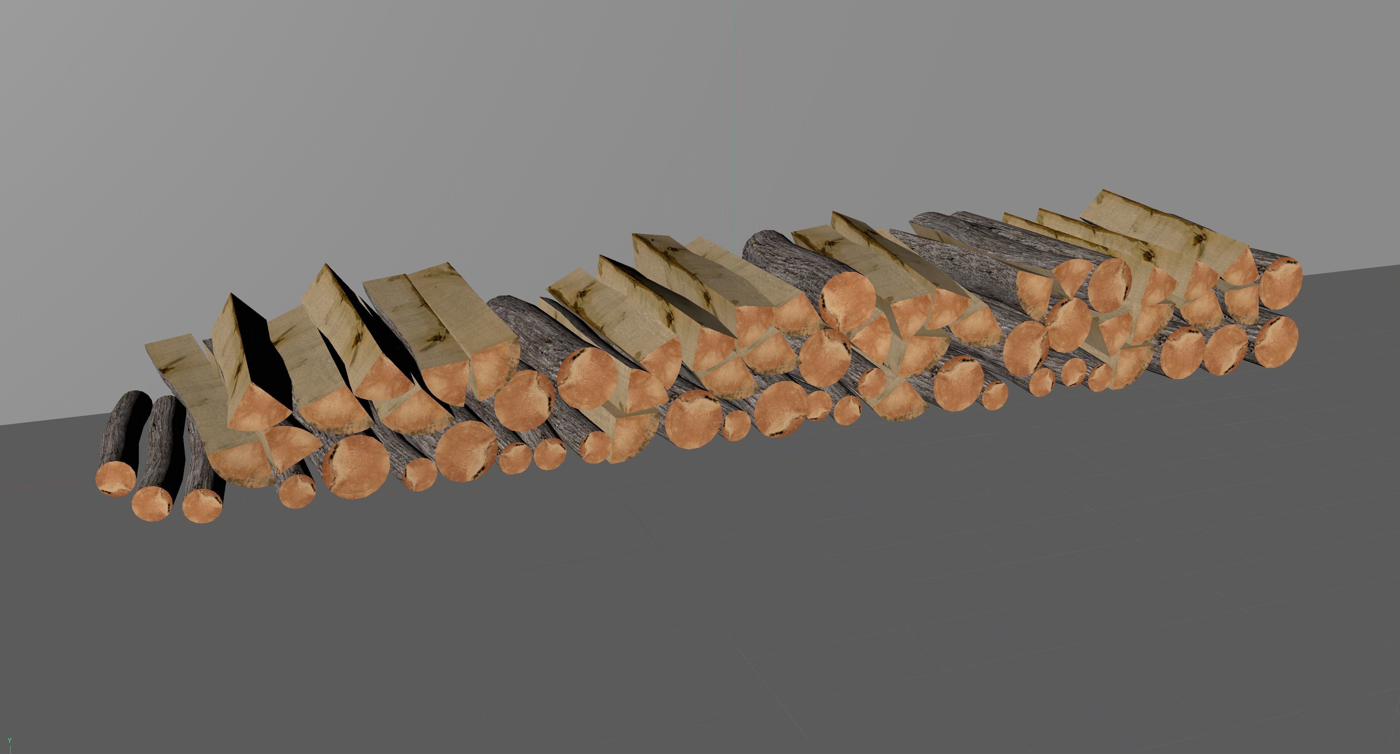 firewood logs stacked 3D model_7