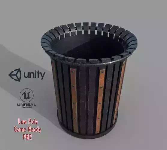 PBR Black Metal Trashbin
