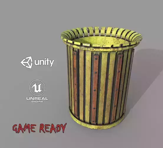 PBR Yellow Metal Trashbin