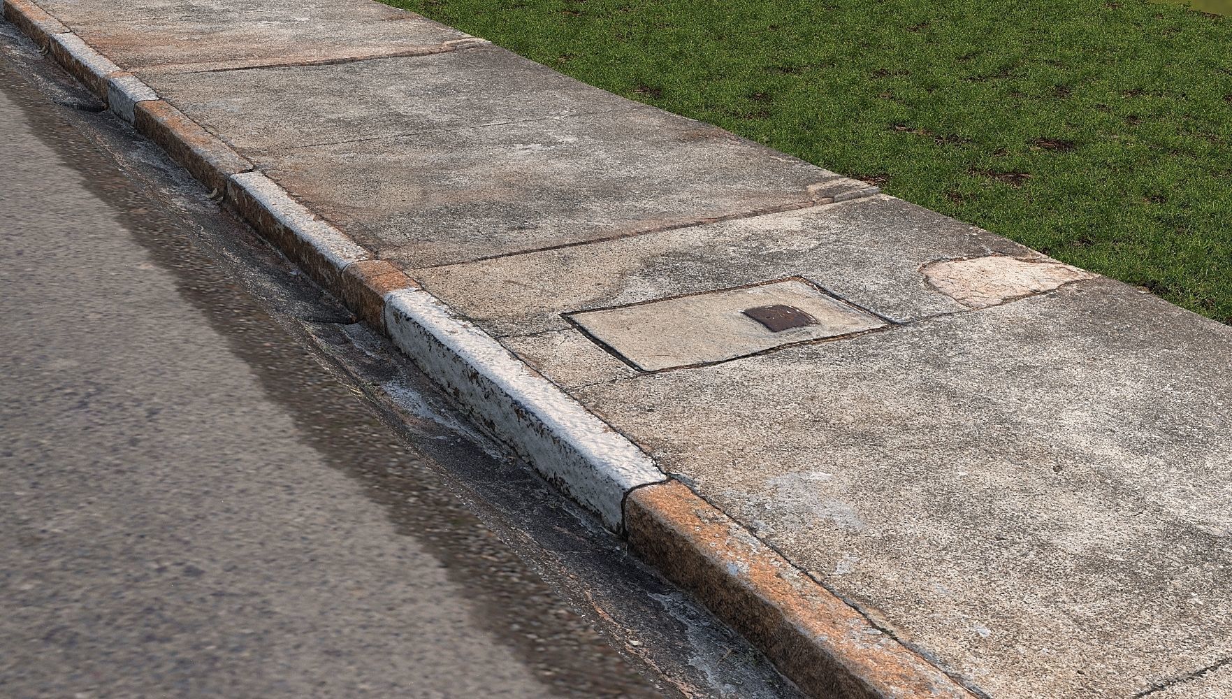 Sidewalk high textured model 3D model_1