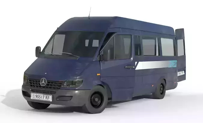 Lowpoly Mercedes Benz Sprinter Game Ready Delivery Van Vehicle Low-poly 3D model