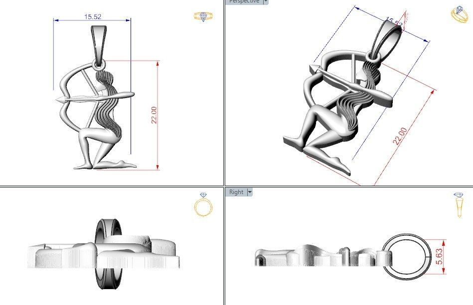 Sagittarius Zodiac Pendant 3D print model_1