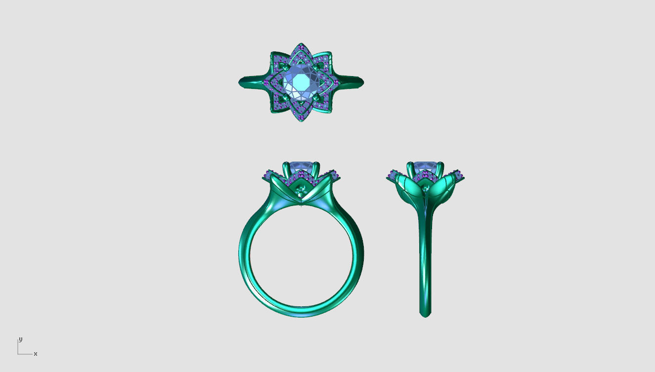 Lotus ring  3D print model_6