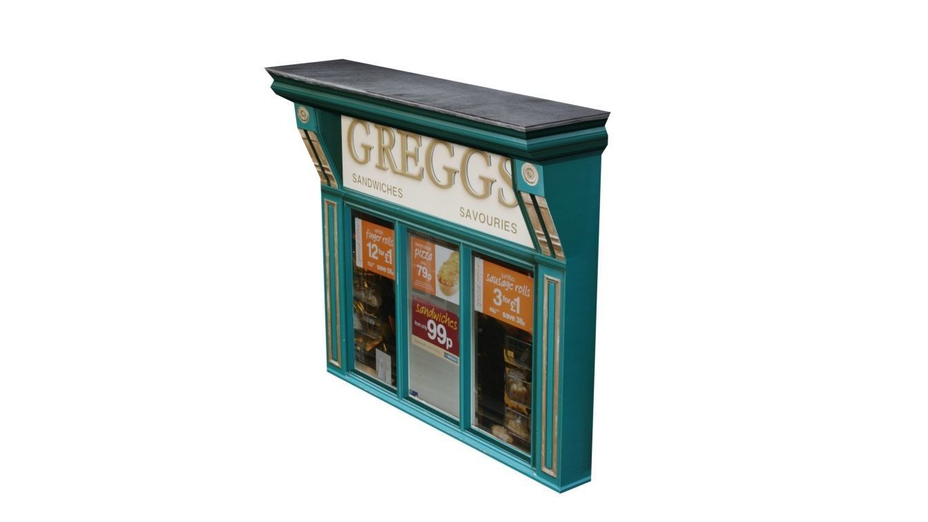 Storefront Shopfront Starbucks Coffee Shop Retail City Low-poly 3D model_8