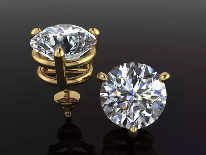 9mm50 3 Prong Solitaire Earring Stud Fashion 