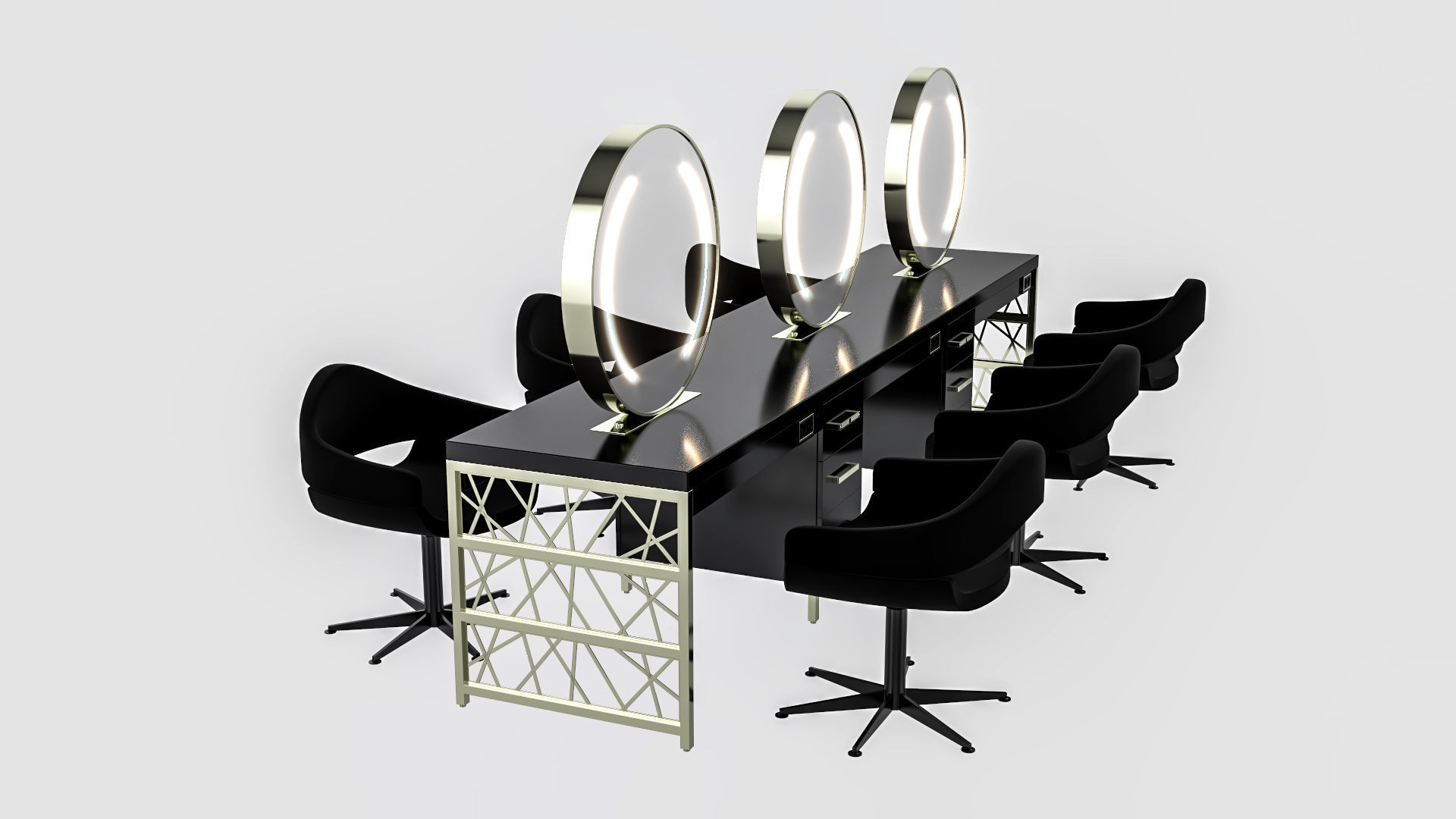 hair table green gold 3D model_24