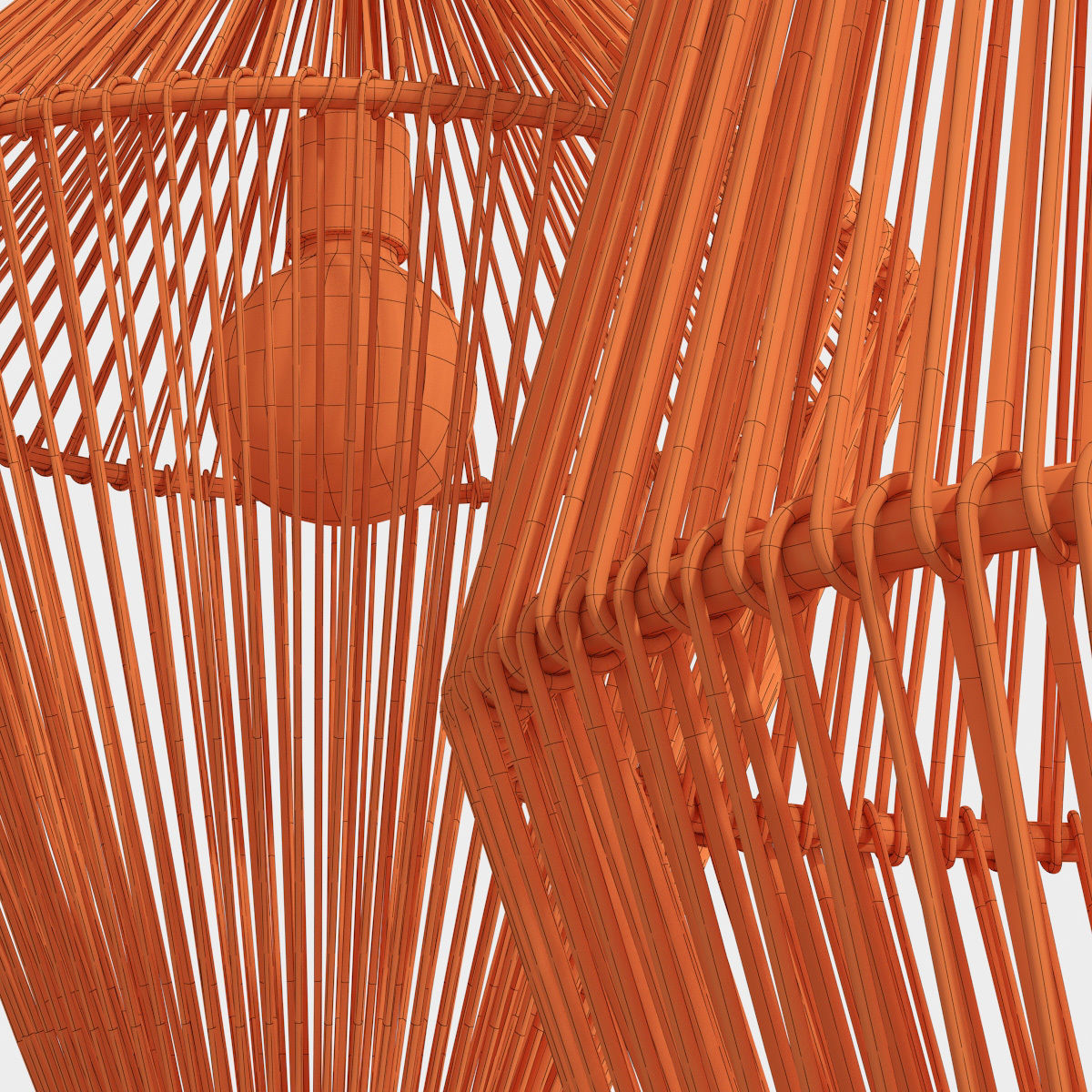 Lamp wood rattan wicker Cone 3D model_14