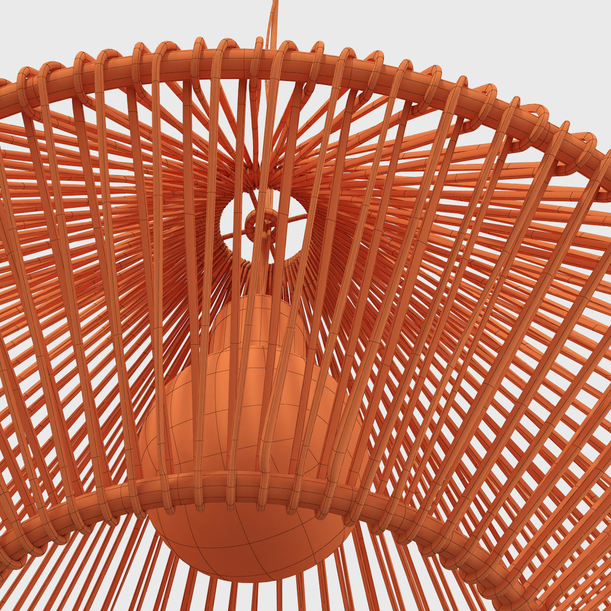 Lamp wood rattan wicker Cone 3D model_16
