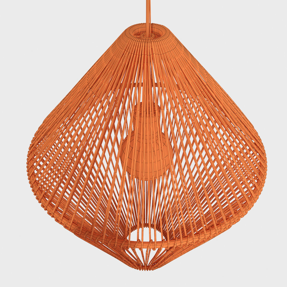 Lamp wood rattan wicker Cone 3D model_13