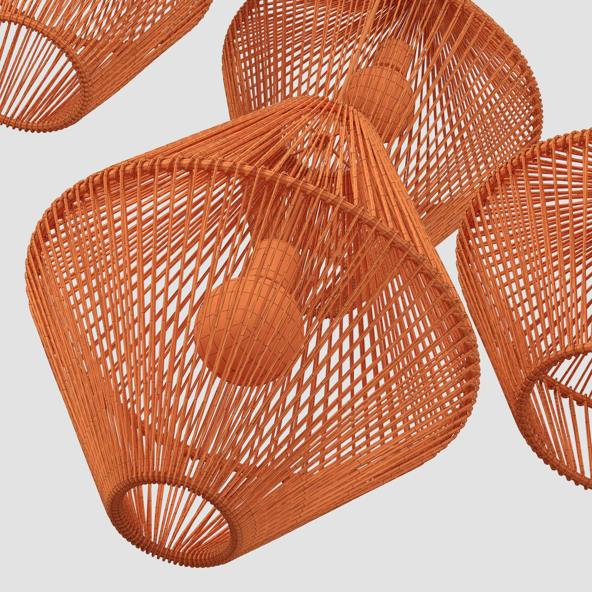 Lamp wood rattan wicker Cone 3D model_22