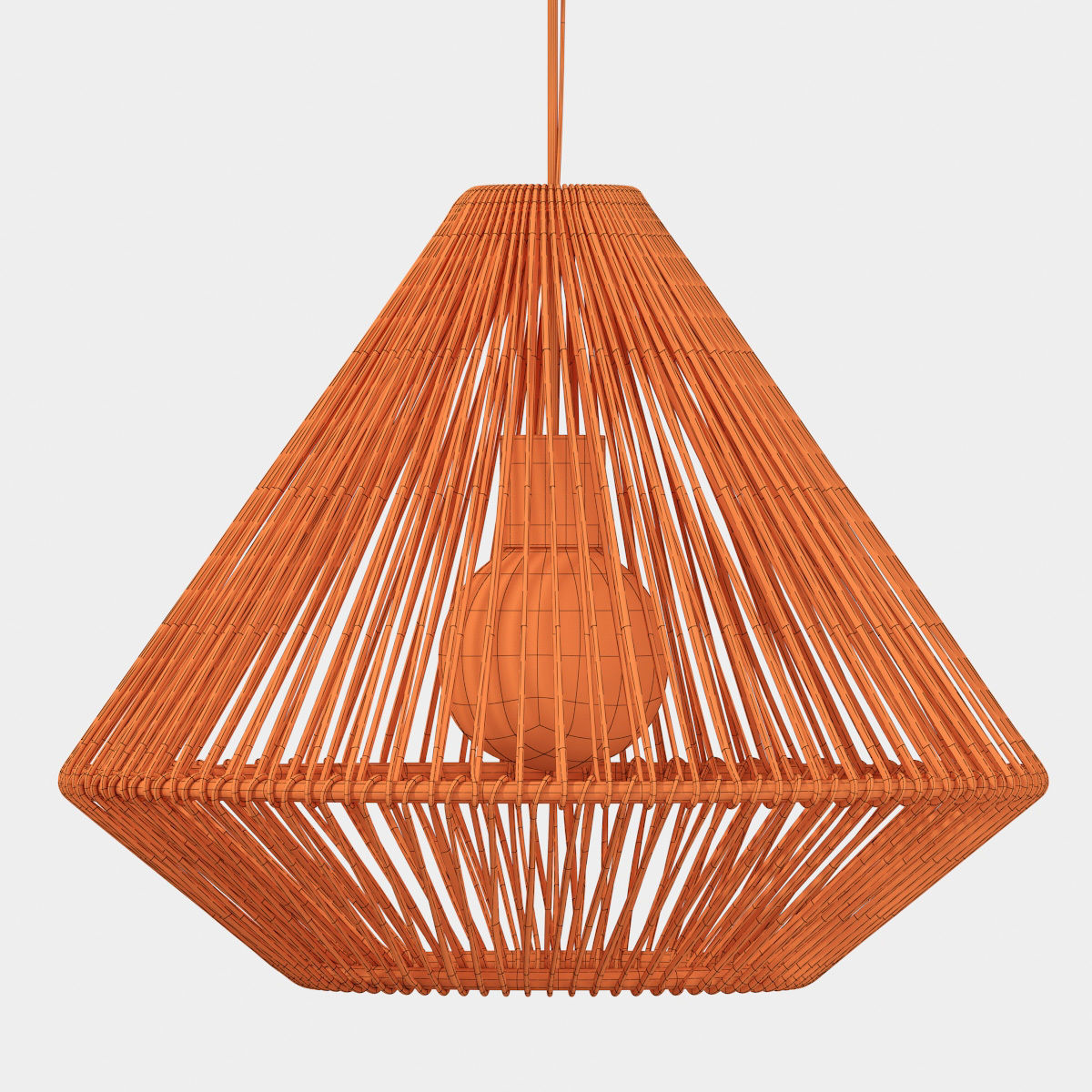Lamp wood rattan wicker Cone 3D model_12