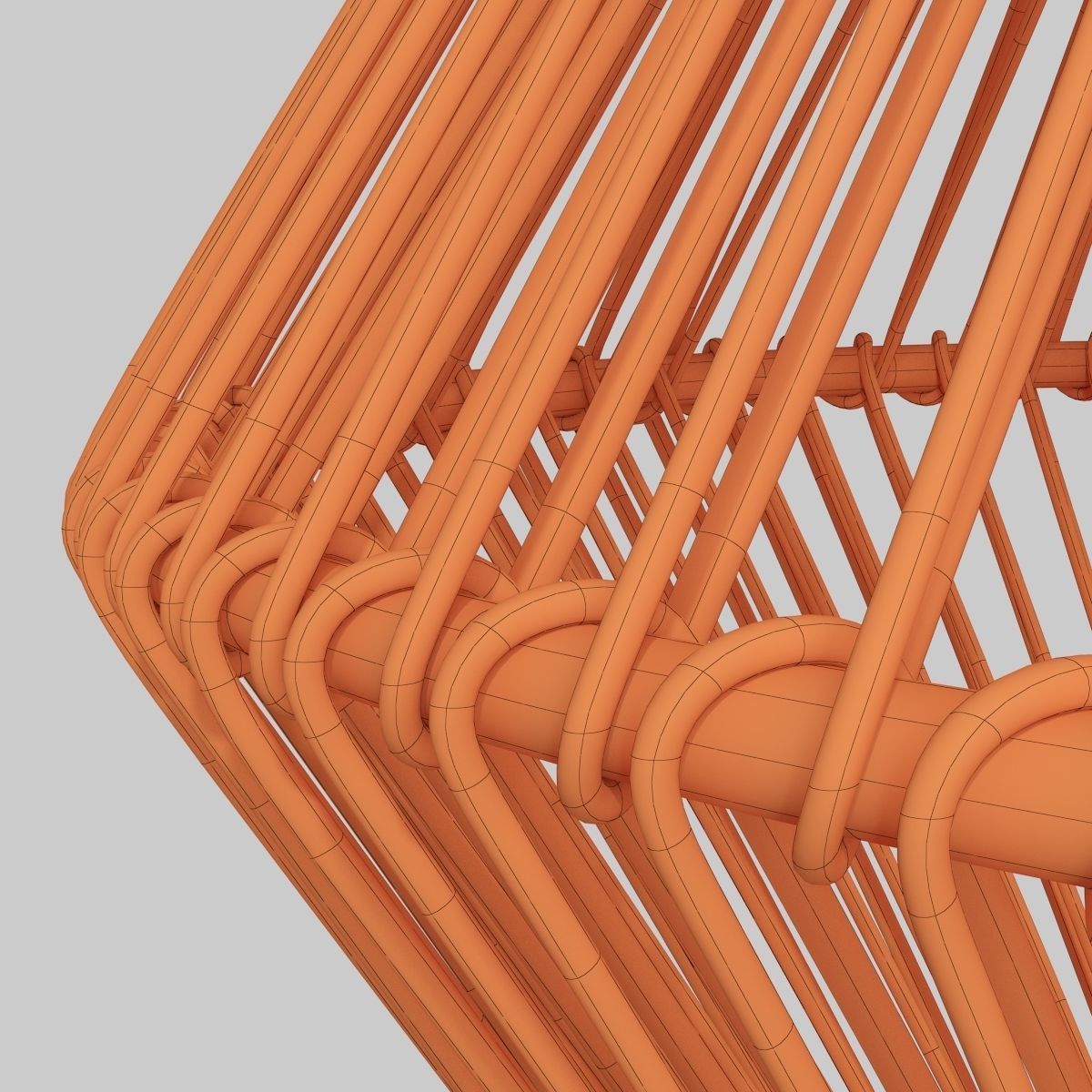 Lamp wood rattan wicker Cone 3D model_17