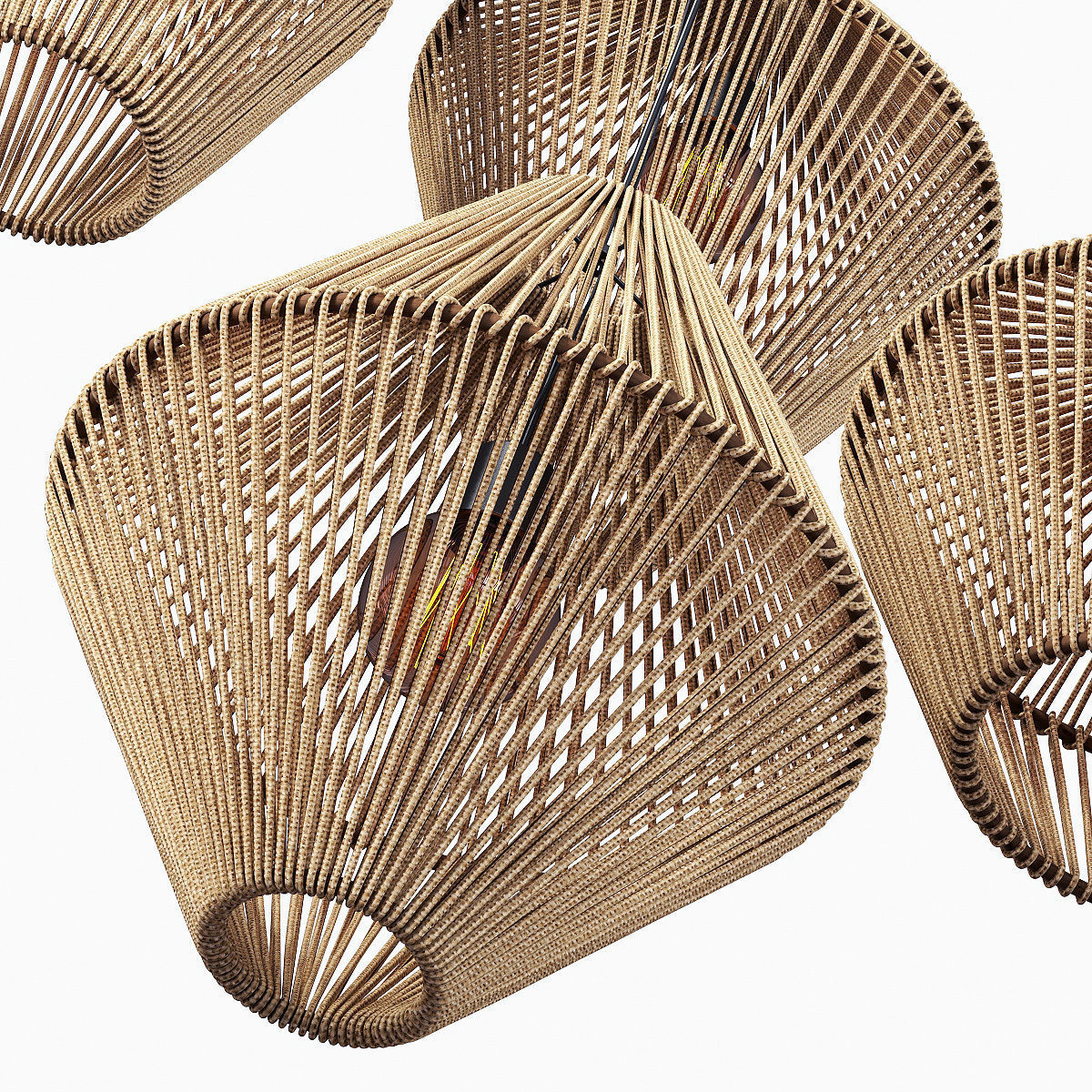 Lamp wood rattan wicker Cone 3D model_1
