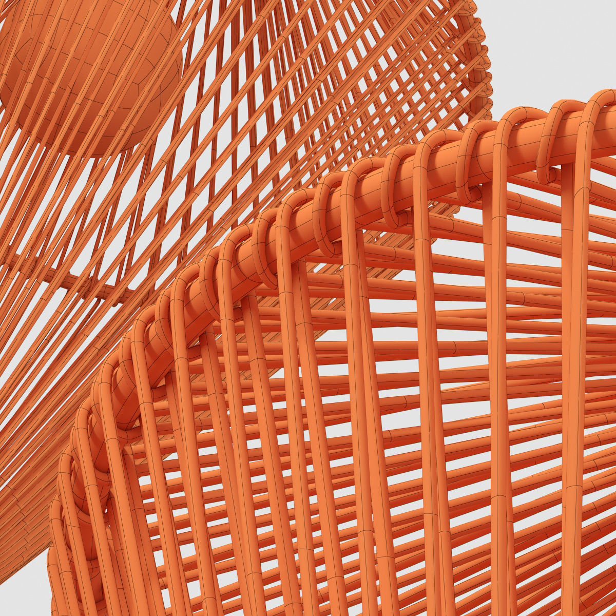 Lamp wood rattan wicker Cone 3D model_23