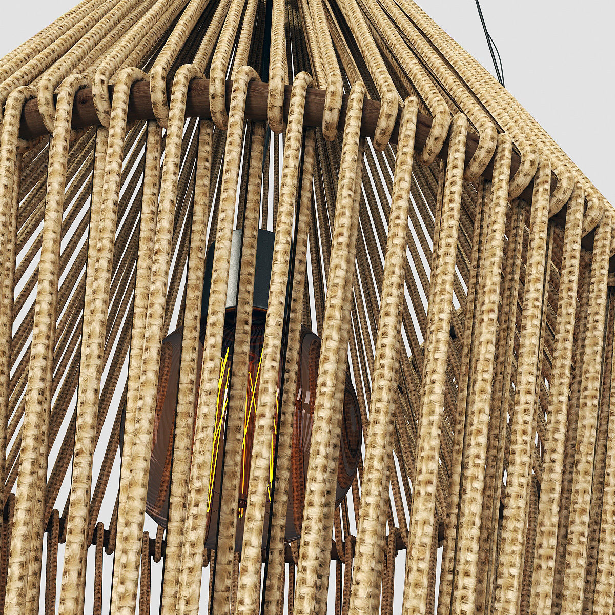 Lamp wood rattan wicker Cone 3D model_5