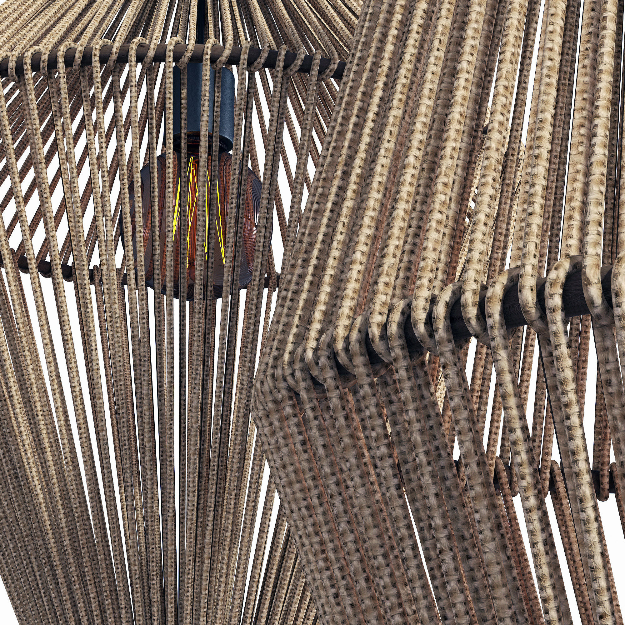 Lamp wood rattan wicker Cone 3D model_3