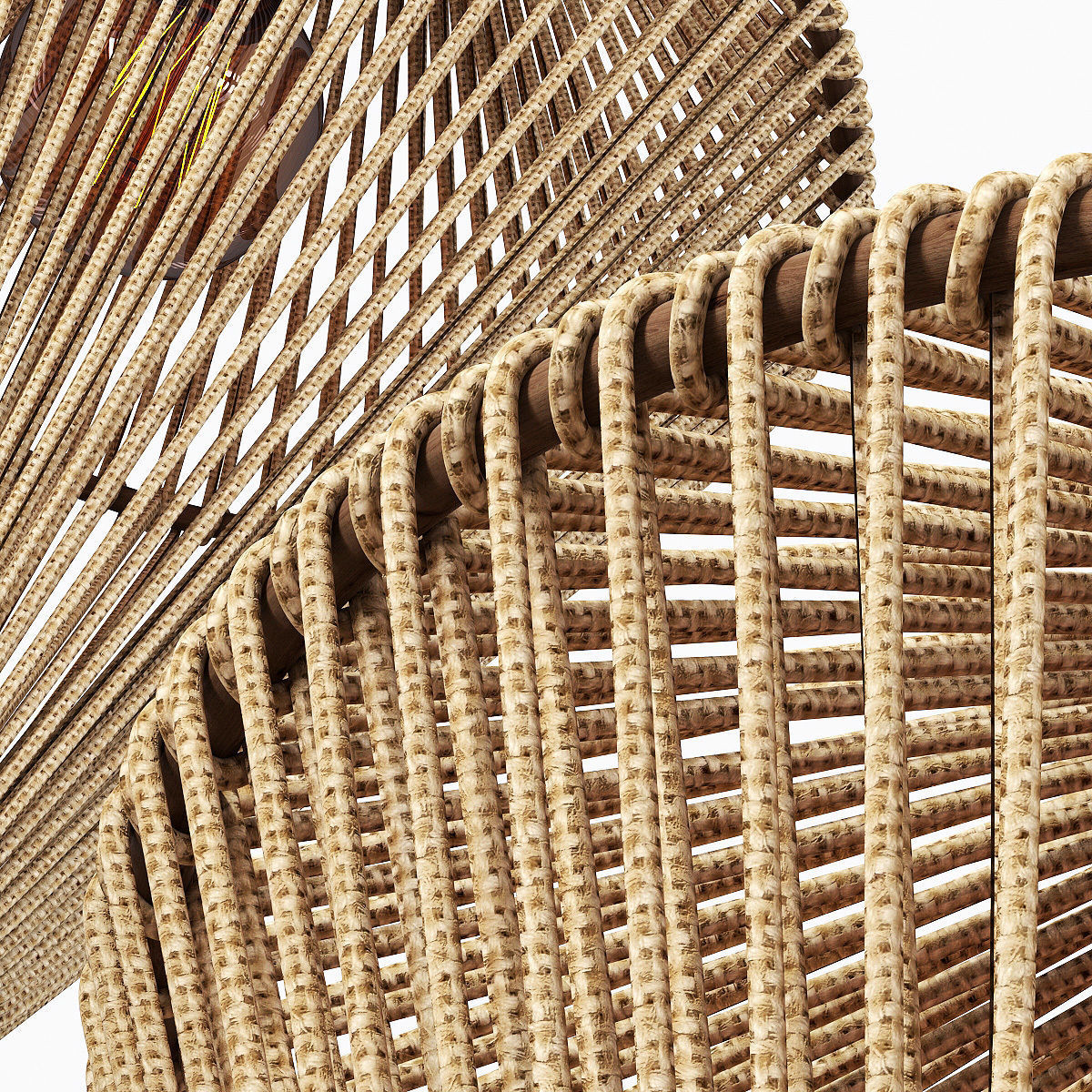 Lamp wood rattan wicker Cone 3D model_6