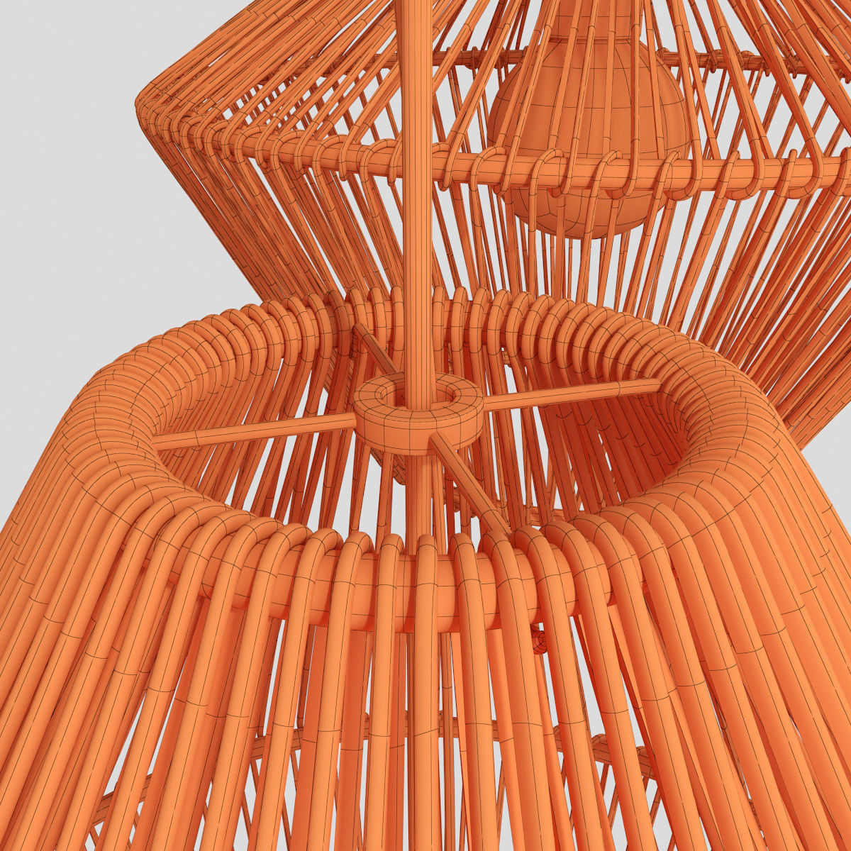 Lamp wood rattan wicker Cone 3D model_19