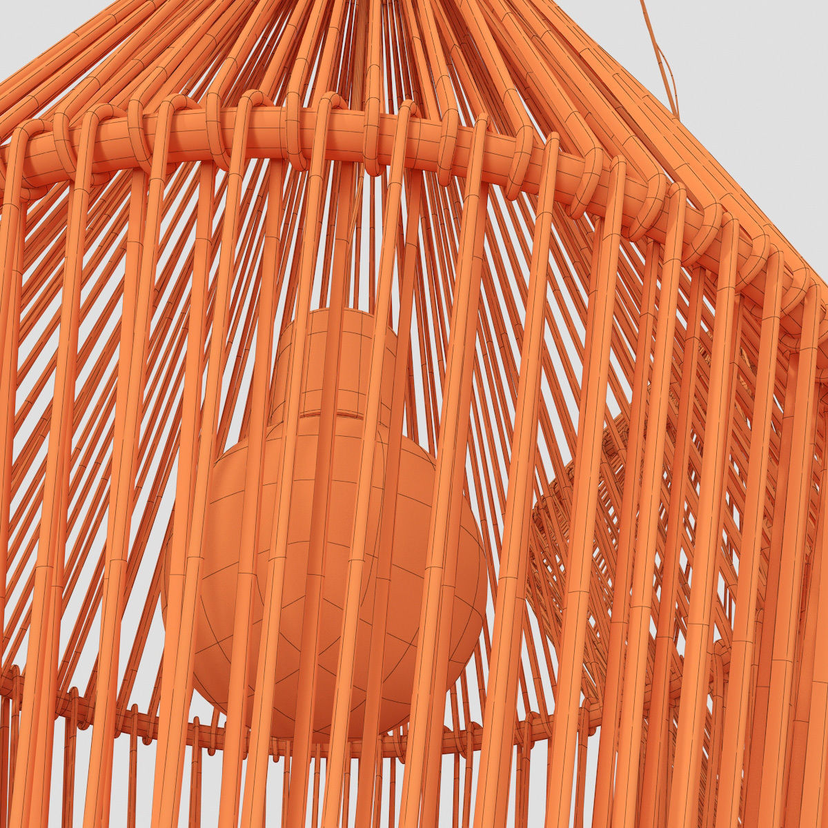 Lamp wood rattan wicker Cone 3D model_20