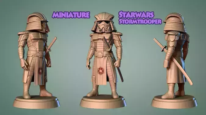 Samurai Starwars Miniature -Stormtrooper 1 -Mini Starwars 3D print model