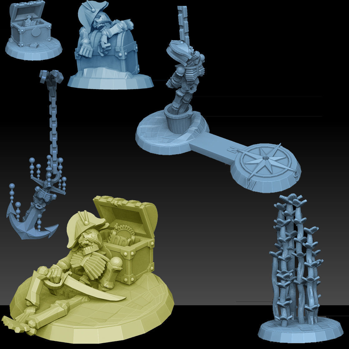 Undersea Bases Stems and Terrain 28mm 3D print model_3