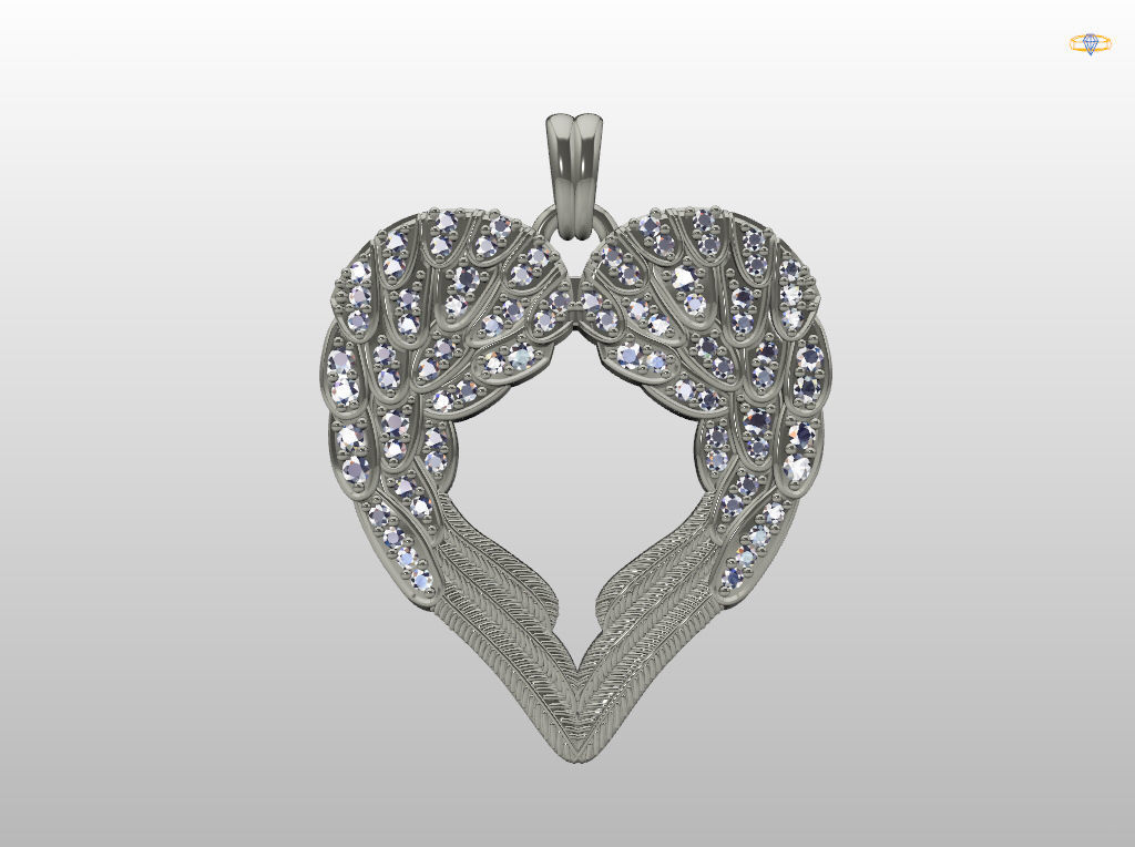 Angel wings love  pendant 3D print model_6