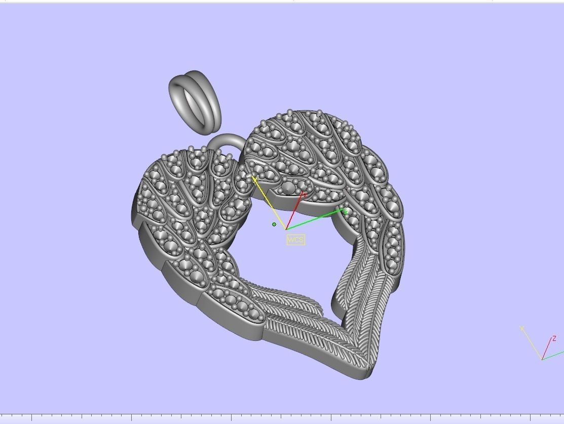 Angel wings love  pendant 3D print model_4