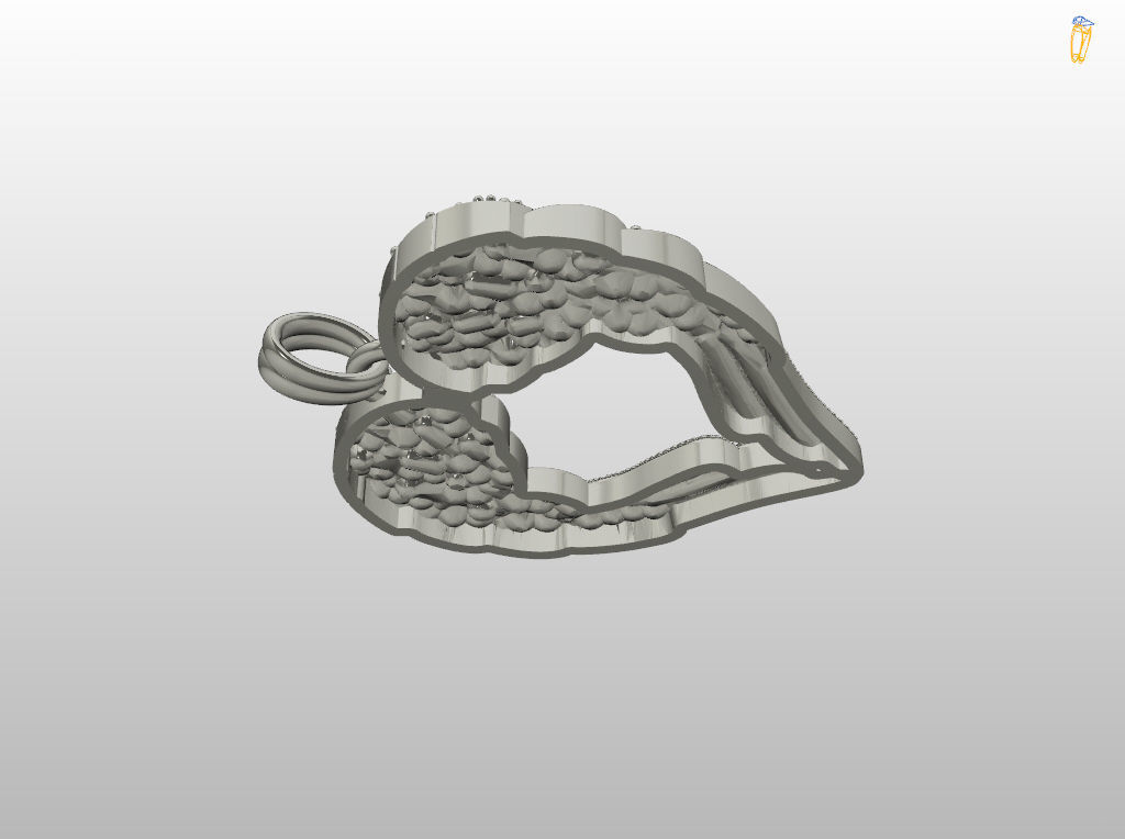 Angel wings love  pendant 3D print model_9
