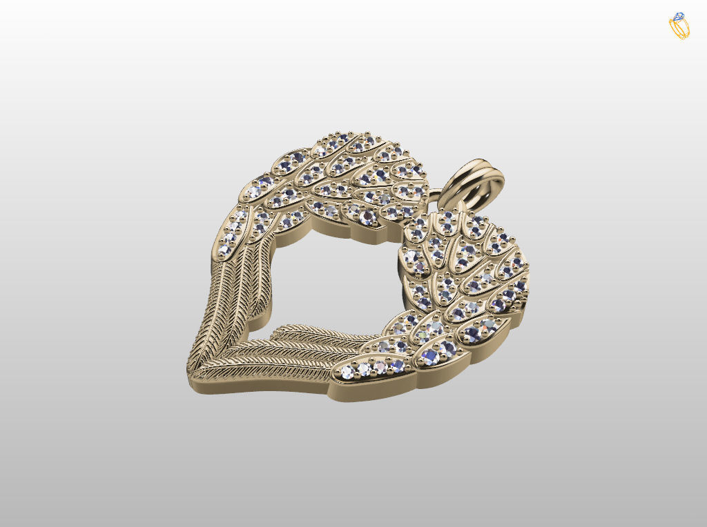 Angel wings love  pendant 3D print model_22