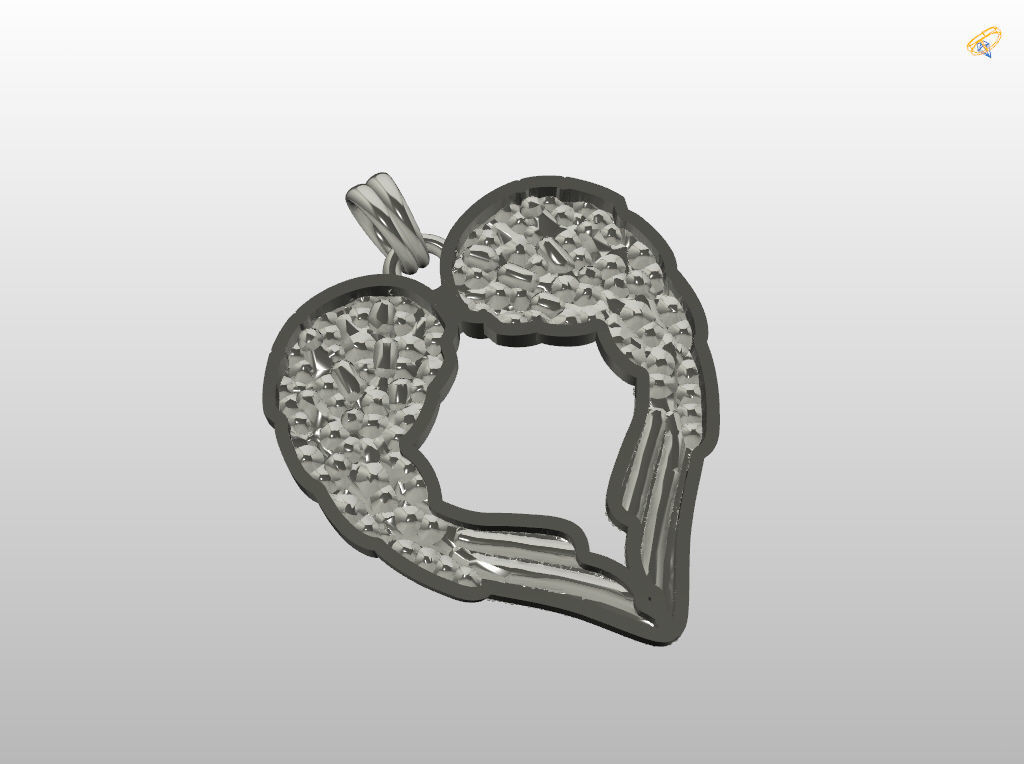 Angel wings love  pendant 3D print model_8