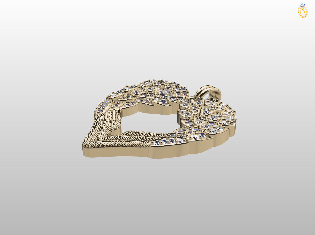 Angel wings love  pendant 3D print model_19
