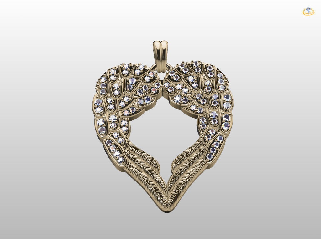 Angel wings love  pendant 3D print model_21