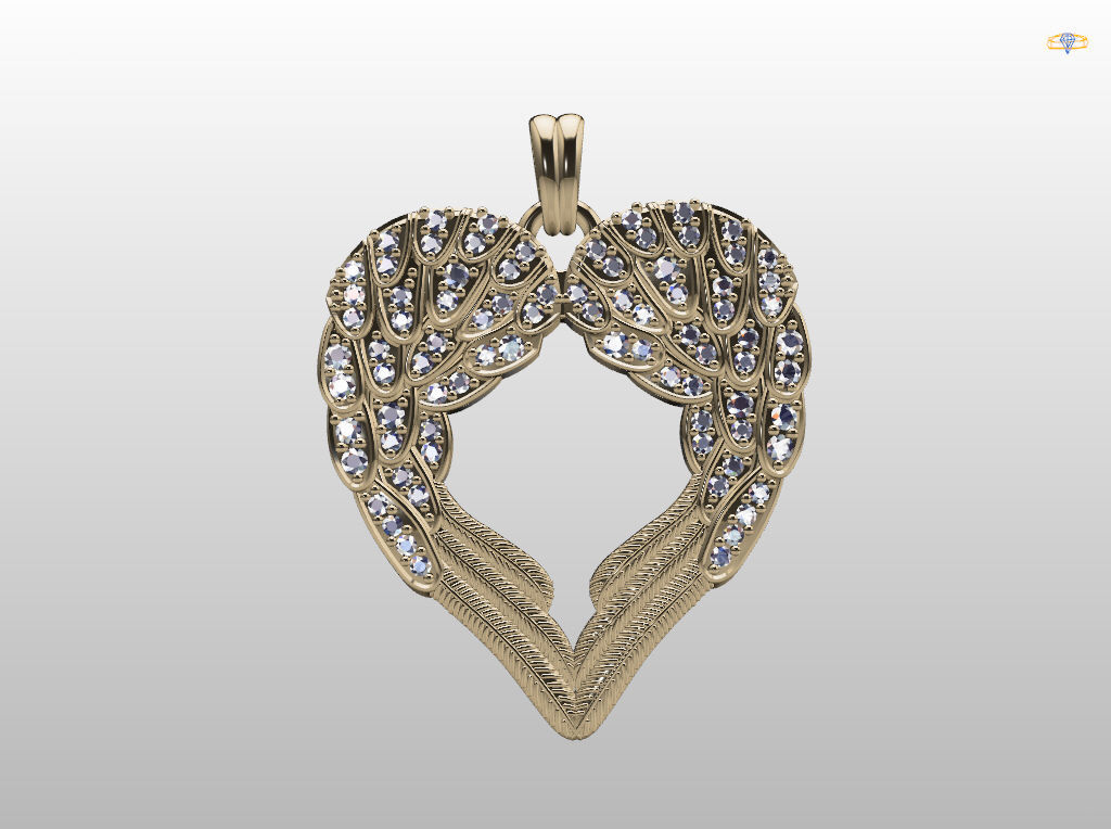 Angel wings love  pendant 3D print model_17