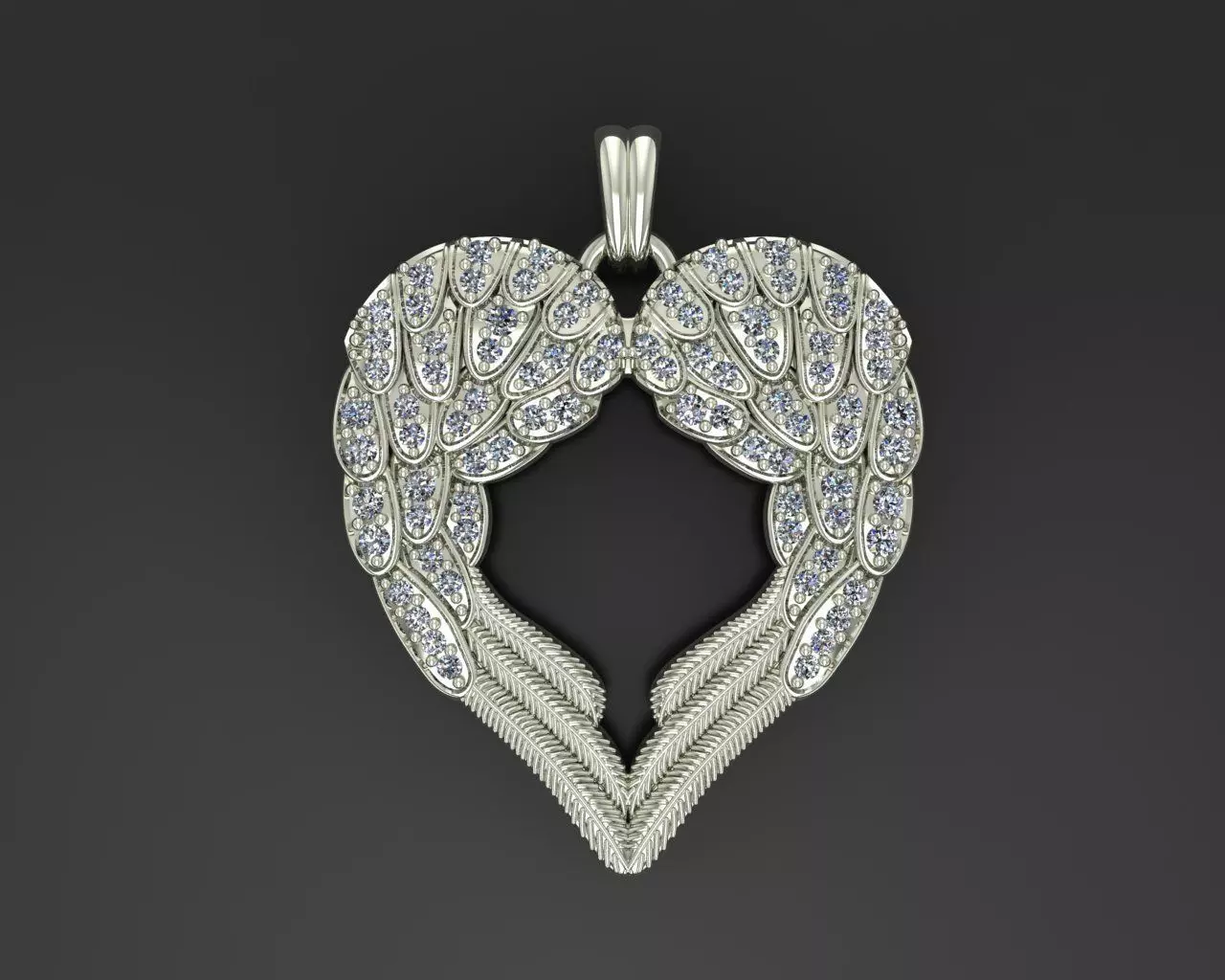 Angel wings love  pendant 3D print model_0