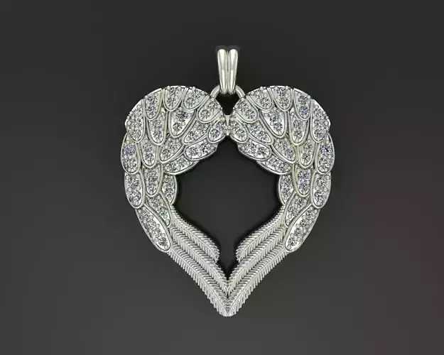 Angel wings love  pendant 3D print model