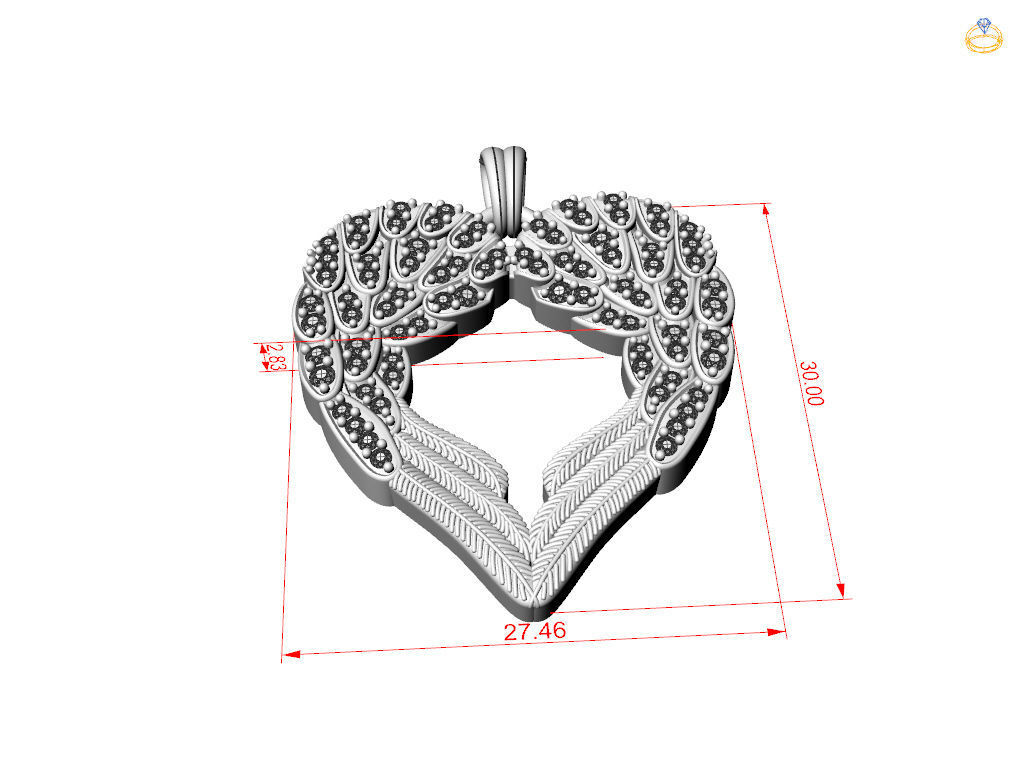 Angel wings love  pendant 3D print model_16