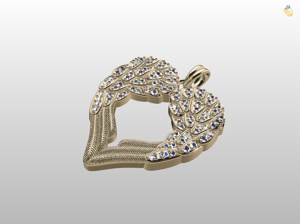 Angel wings love  pendant 3D print model_18